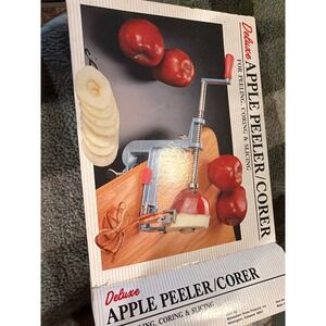 Midwestern Home Products Deluxe Apple Peeler Corer Slicer Blue Cast Metal Clamp